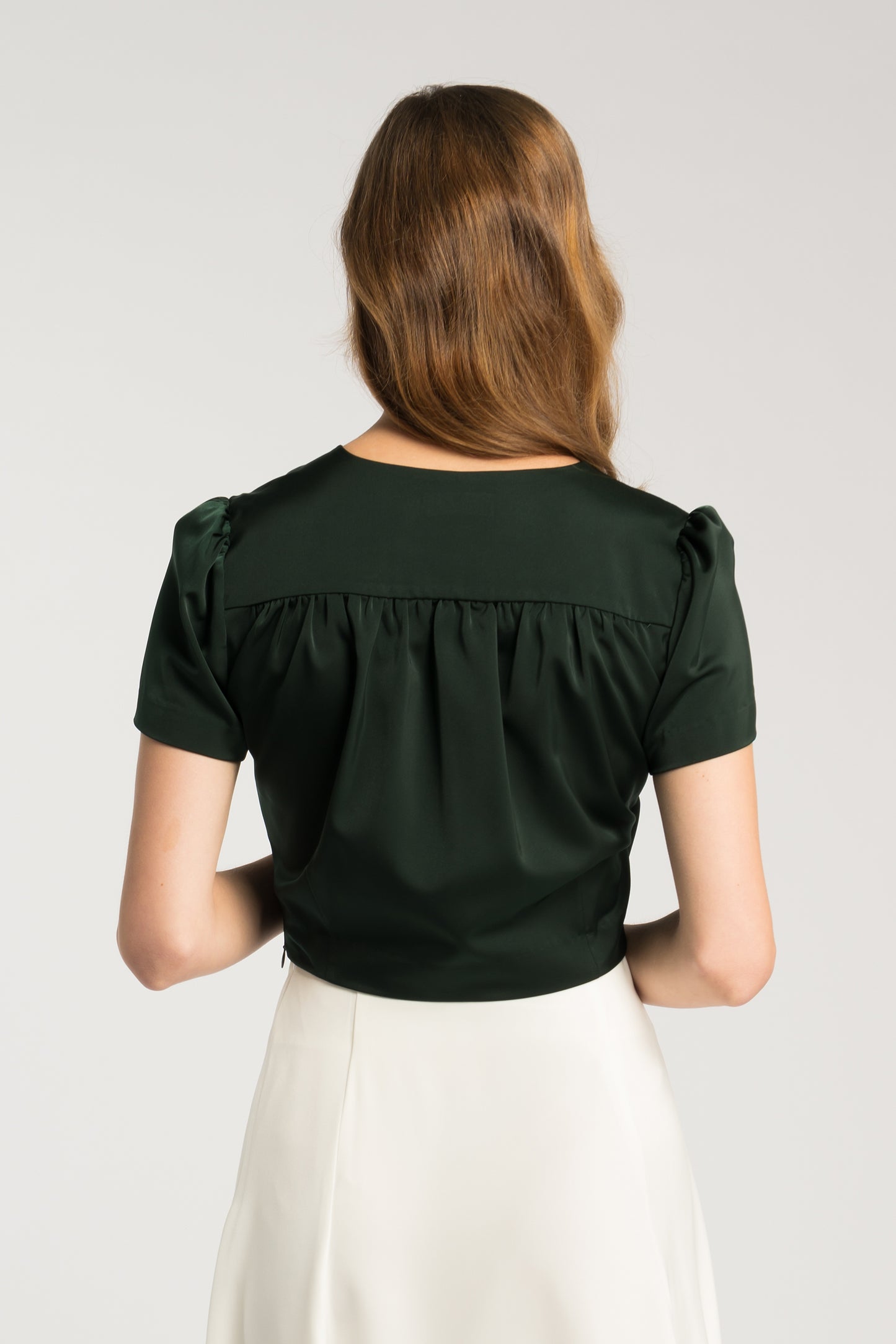 Faux Wrap Blouse - Forest