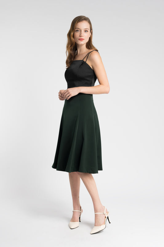 Satin Midi Skirt - Forest