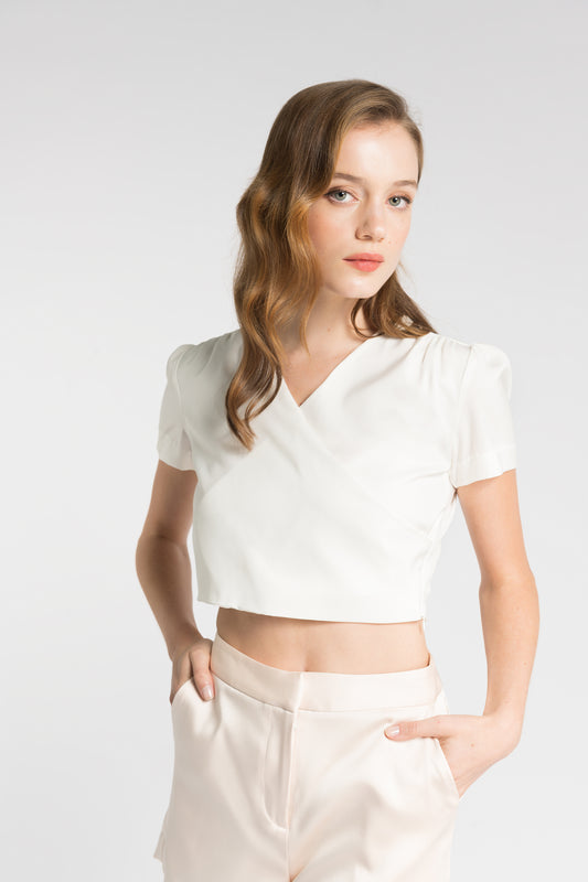 Faux Wrap Blouse - White