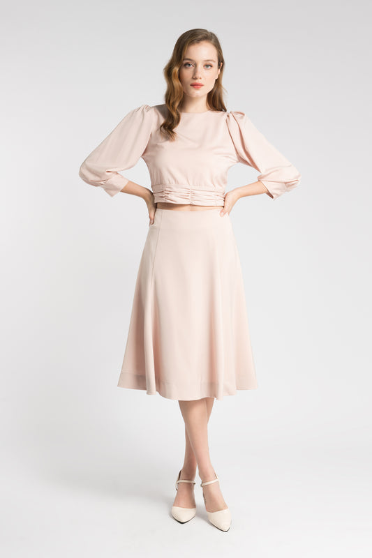 Satin Midi Skirt - Blush