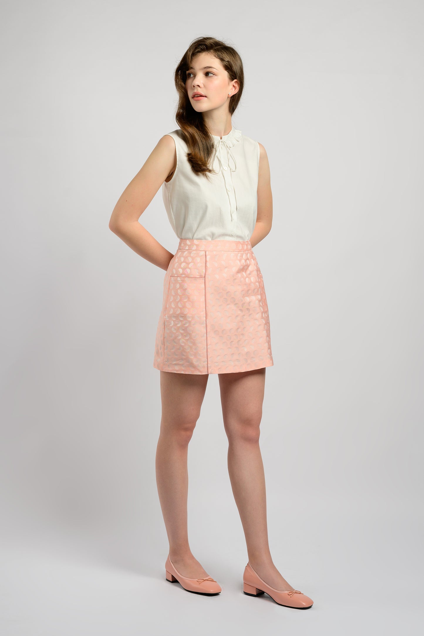 Blouse With Frill Trim Collar - White