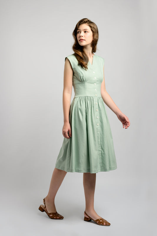 Buttoned-Down Tea Dress - Mint