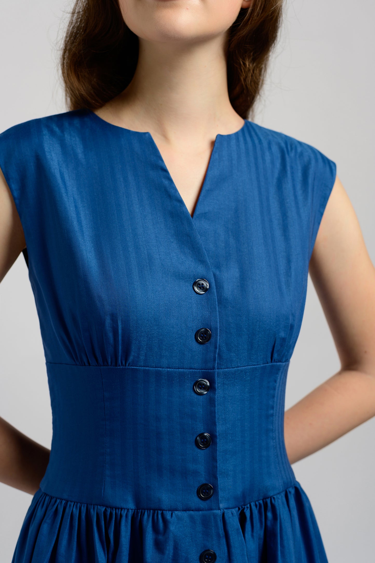 Buttoned-Down Tea Dress - Royal Blue