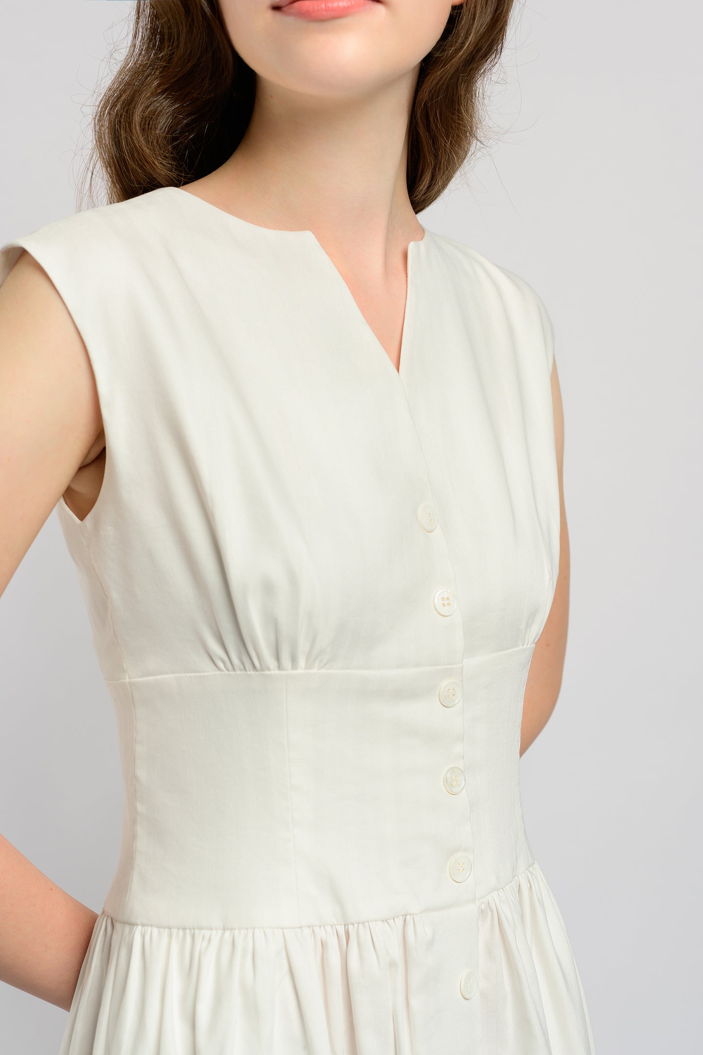 Buttoned-Down Tea Dress - White