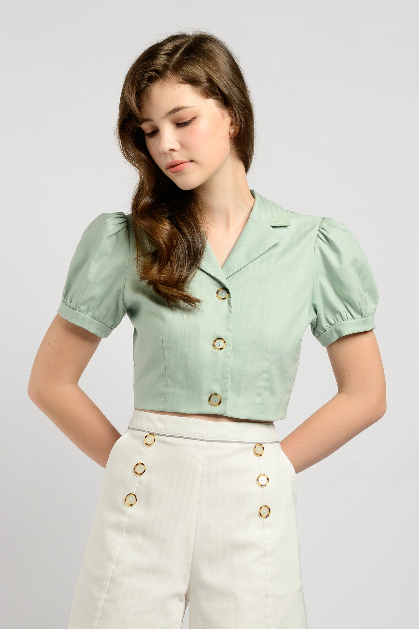 Camp Collar Crop Top - Mint