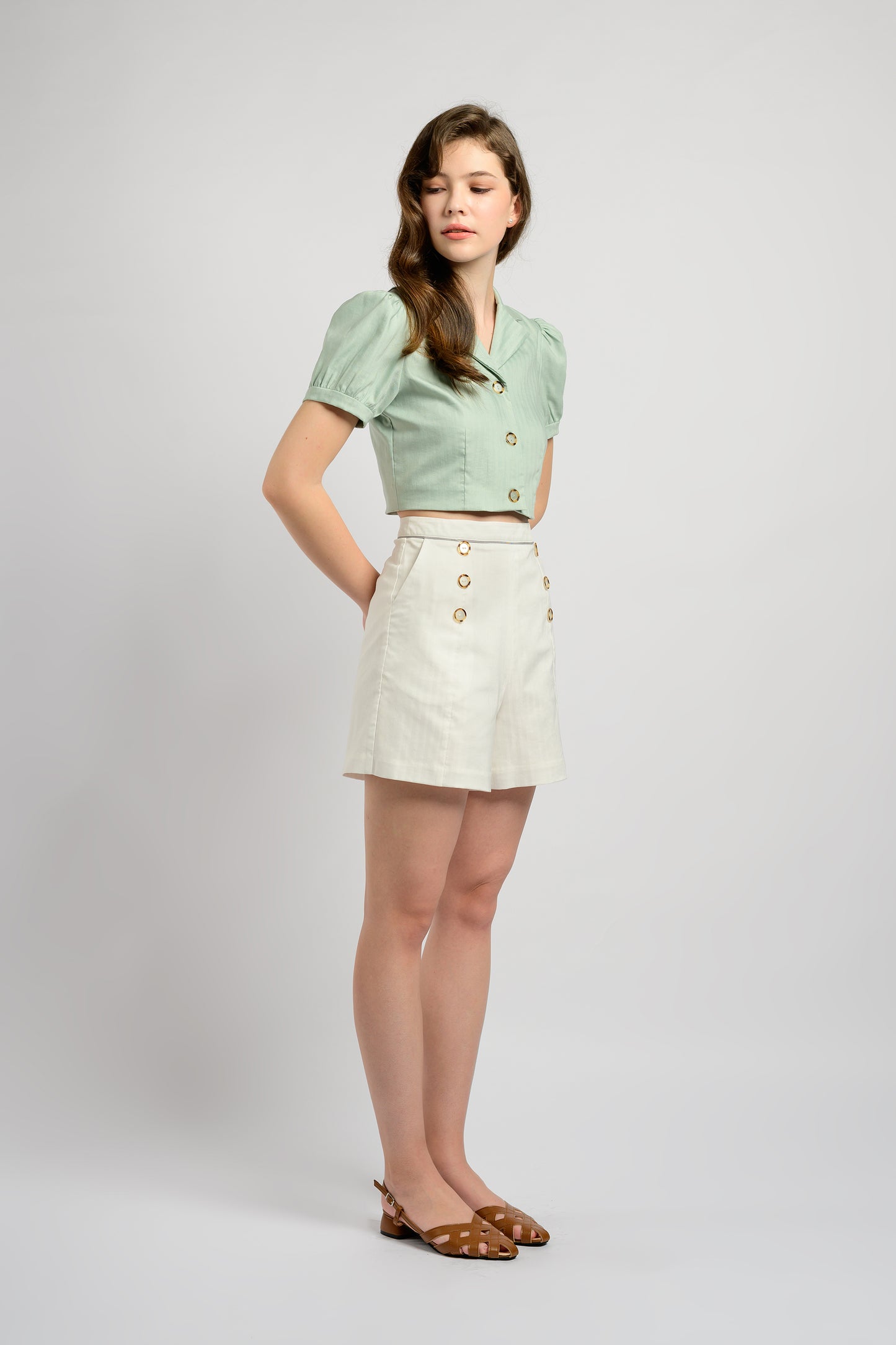 Camp Collar Crop Top - Mint