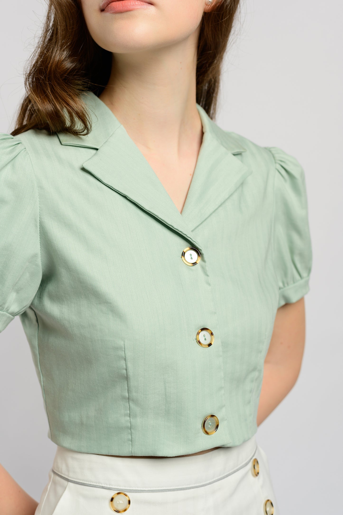 Camp Collar Crop Top - Mint