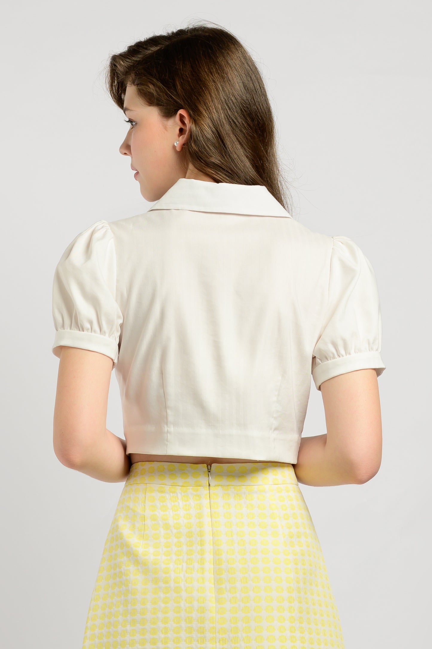 Camp Collar Crop Top - White