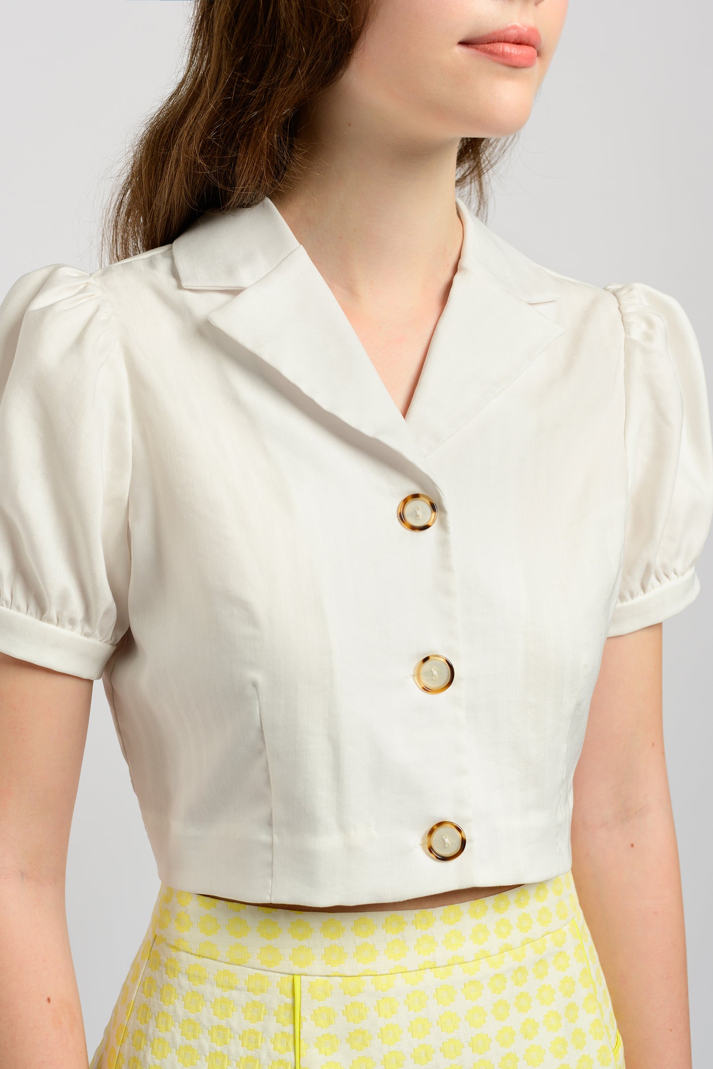 Camp Collar Crop Top - White