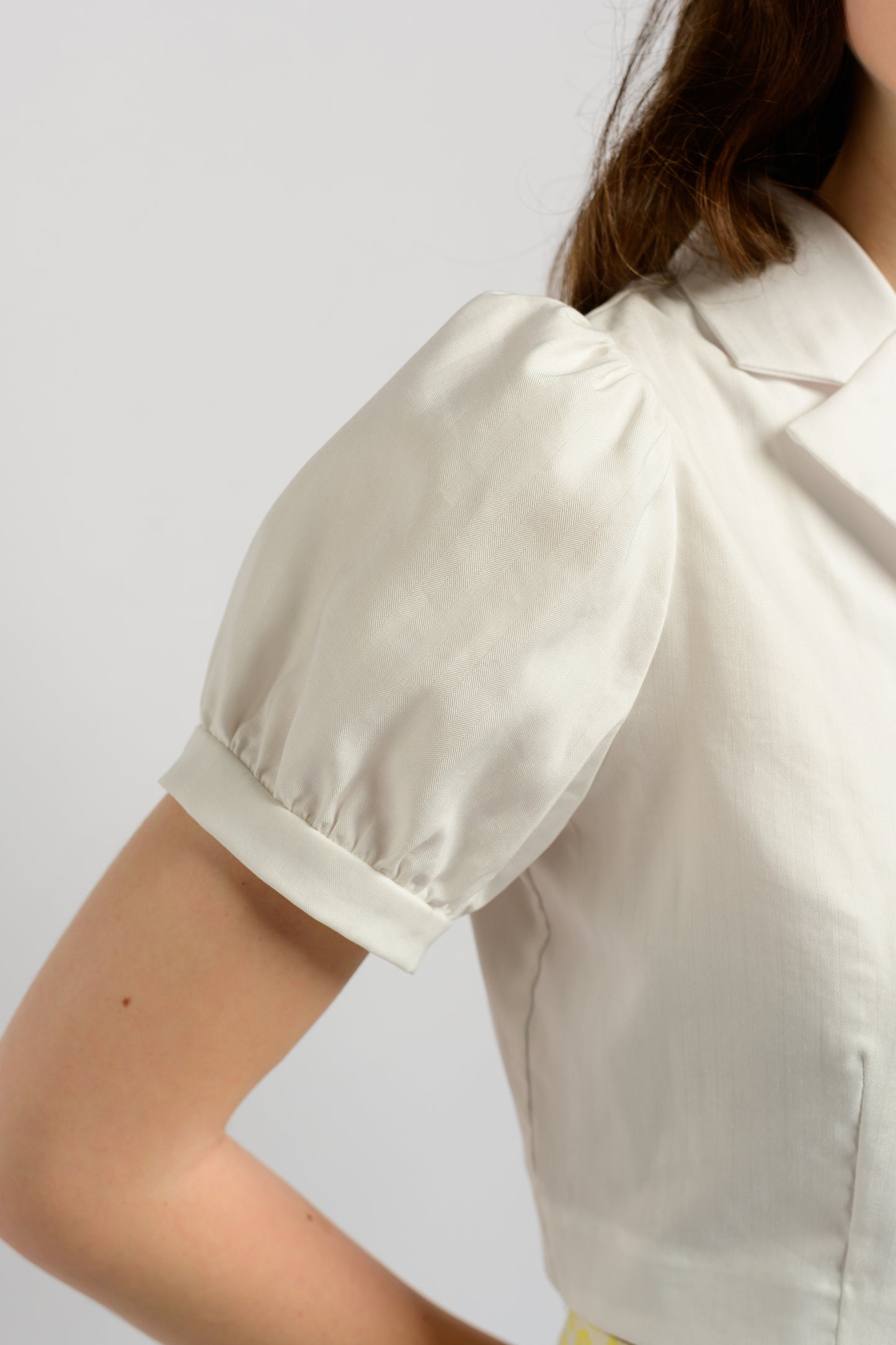 Camp Collar Crop Top - White