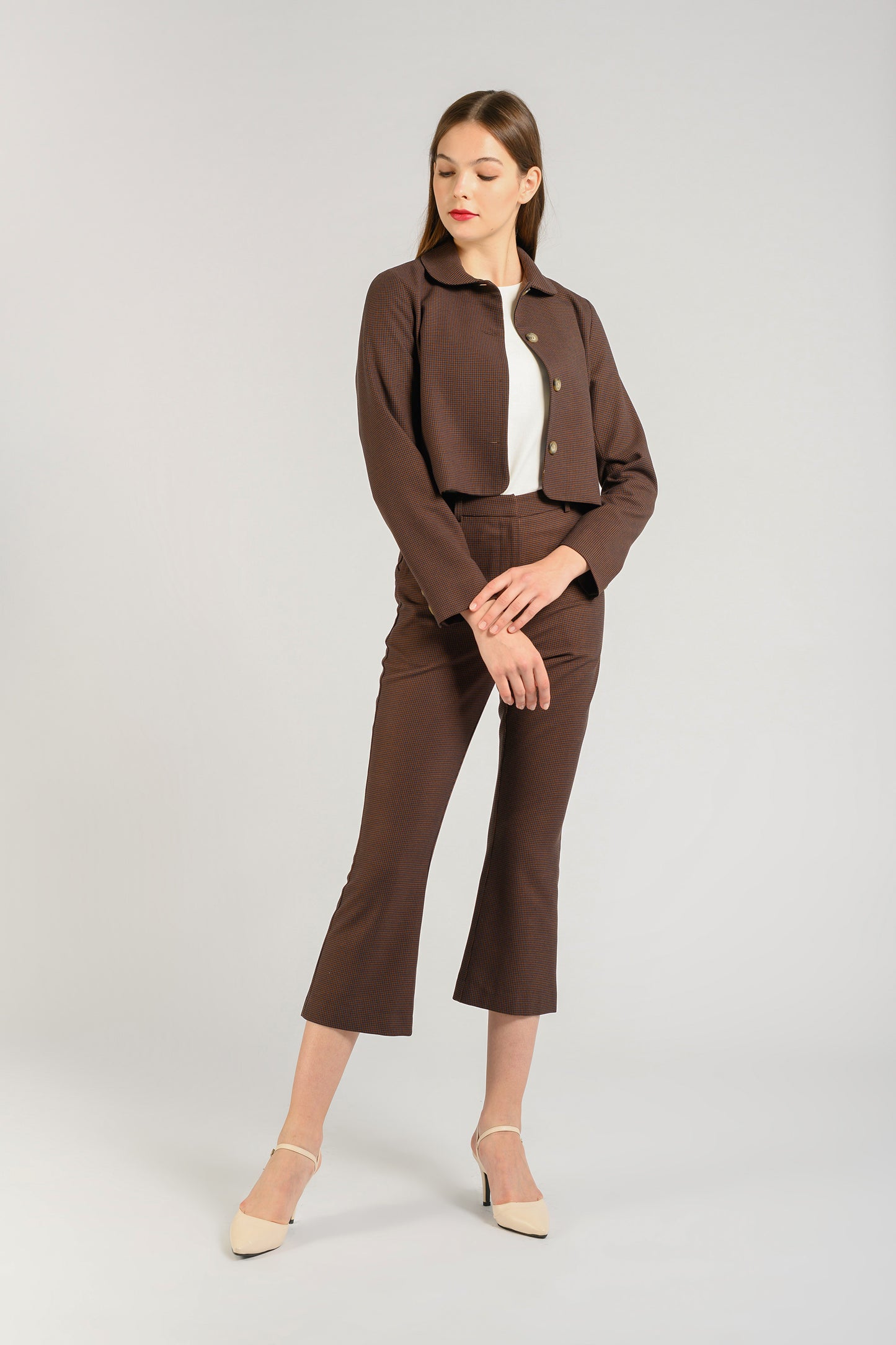 Collared Jacket - Houndstooth Brown