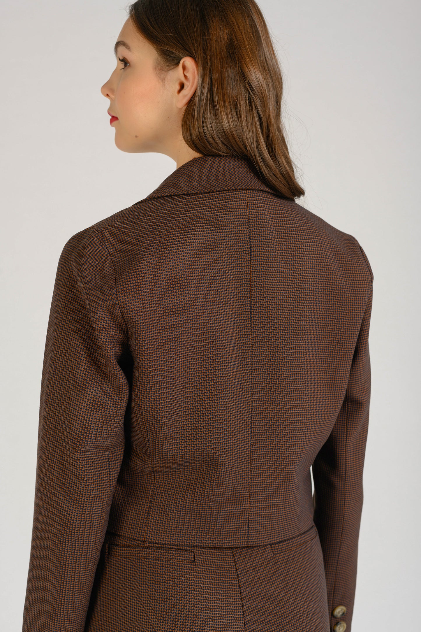 Collared Jacket - Houndstooth Brown