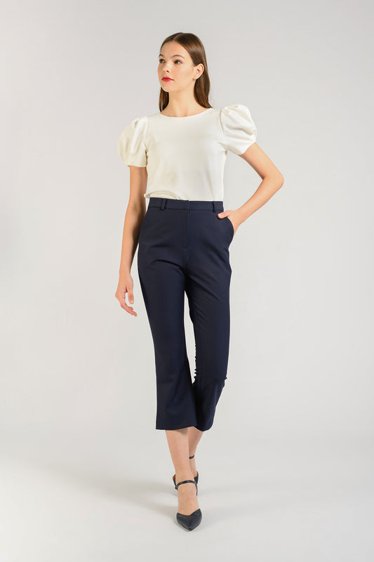 Pants With Mini Flare - Navy