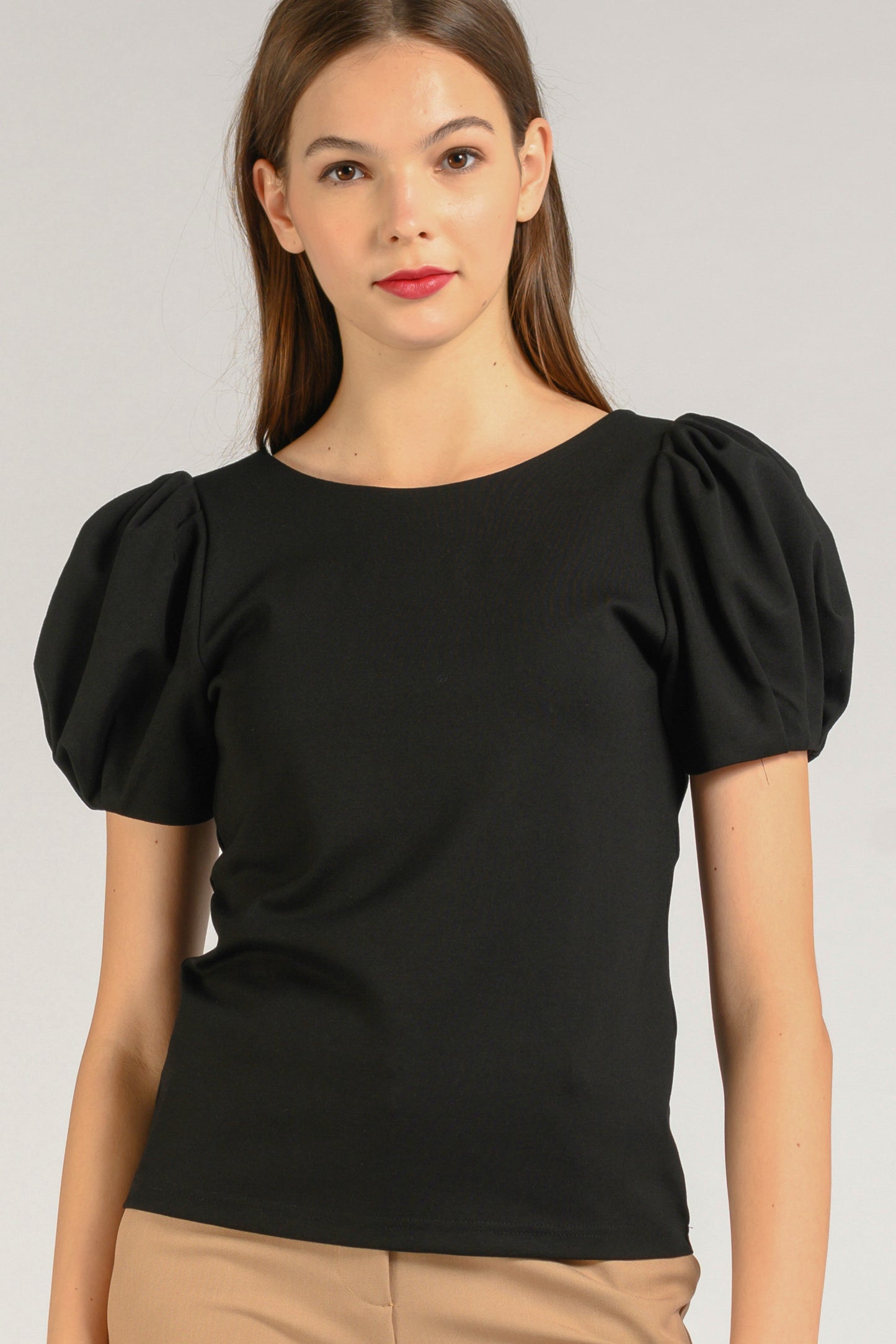 Puffed Sleeve Top - Black