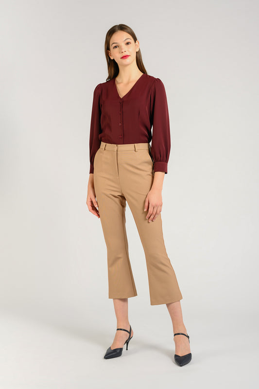 Pants With Mini Flare - Camel