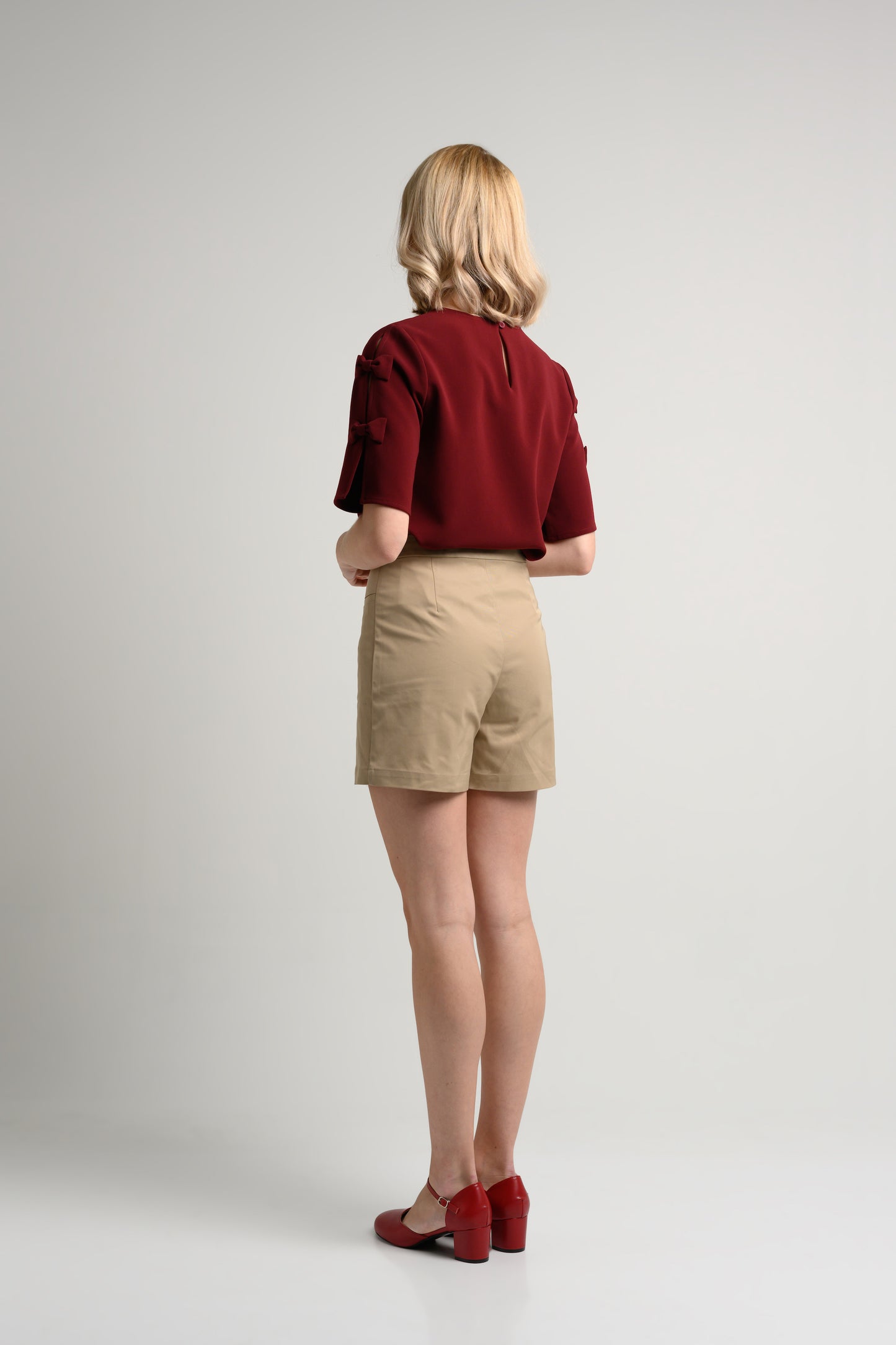Rosylee Petite Bow Sleeve Blouse - Burgundy 4