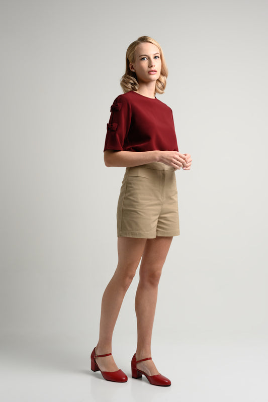 Rosylee Slim Fit High Waist Shorts - Khaki 2