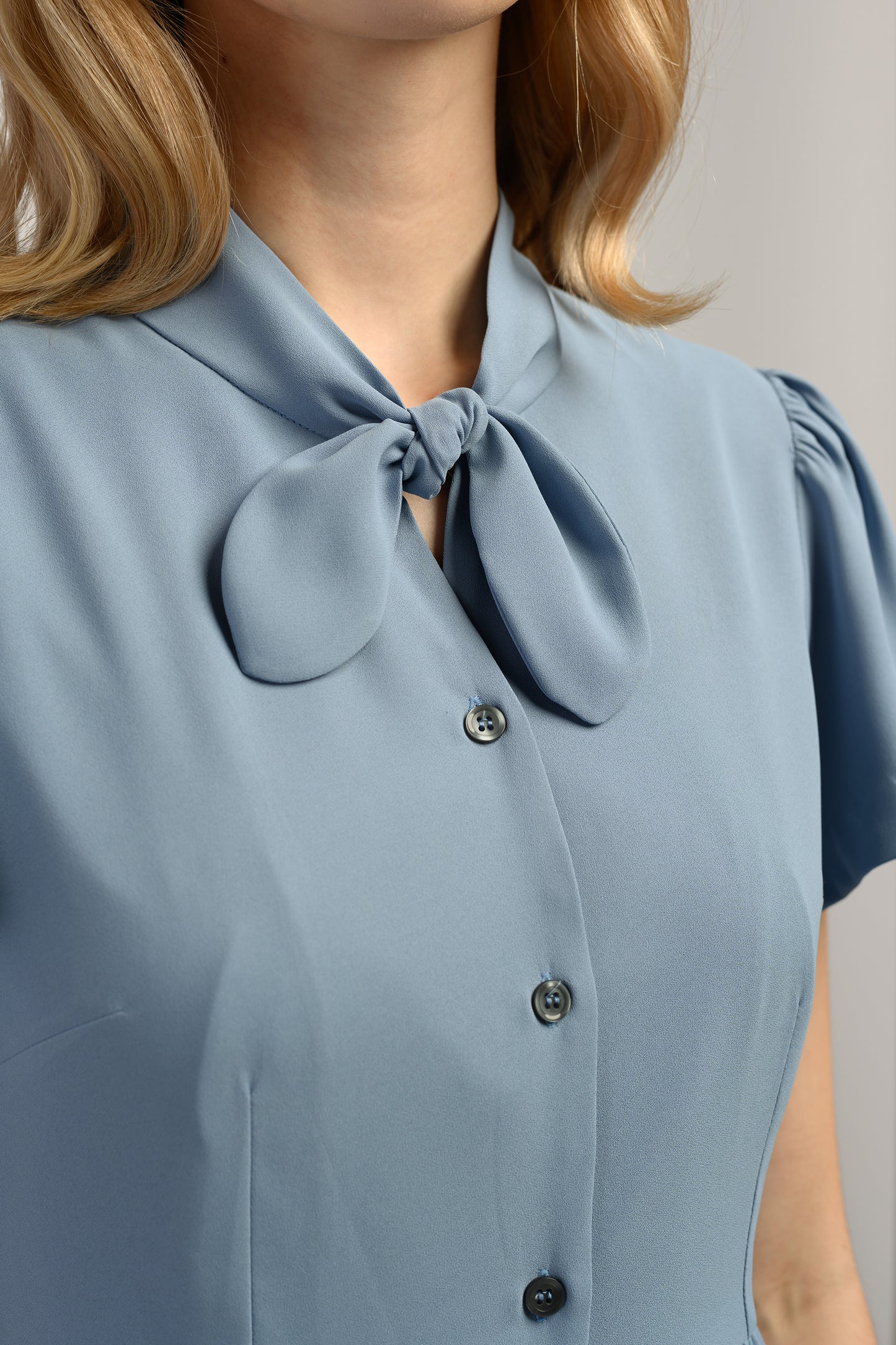 Midi Dress With Knot Detail - Sky Blue