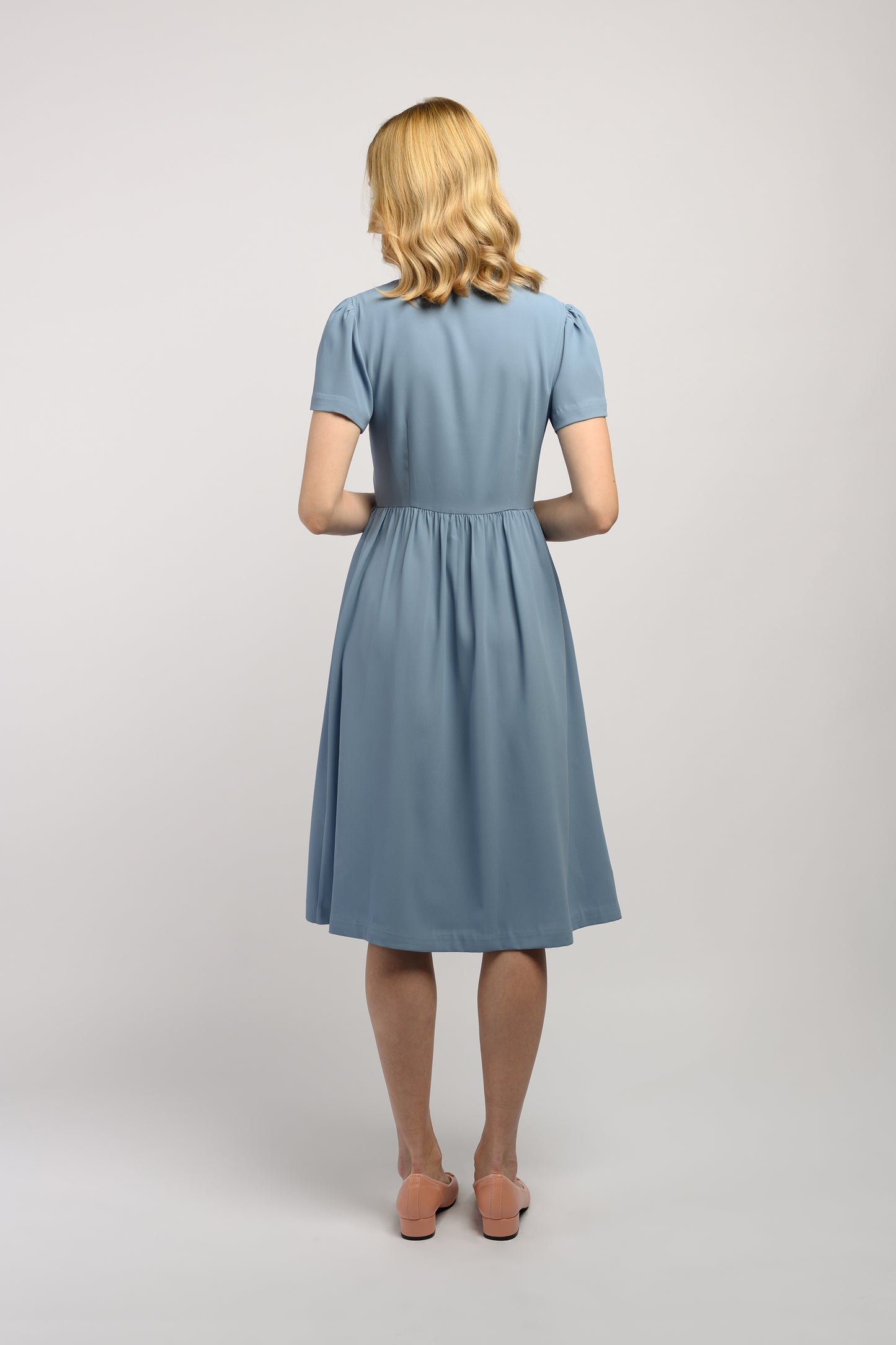 Midi Dress With Knot Detail - Sky Blue