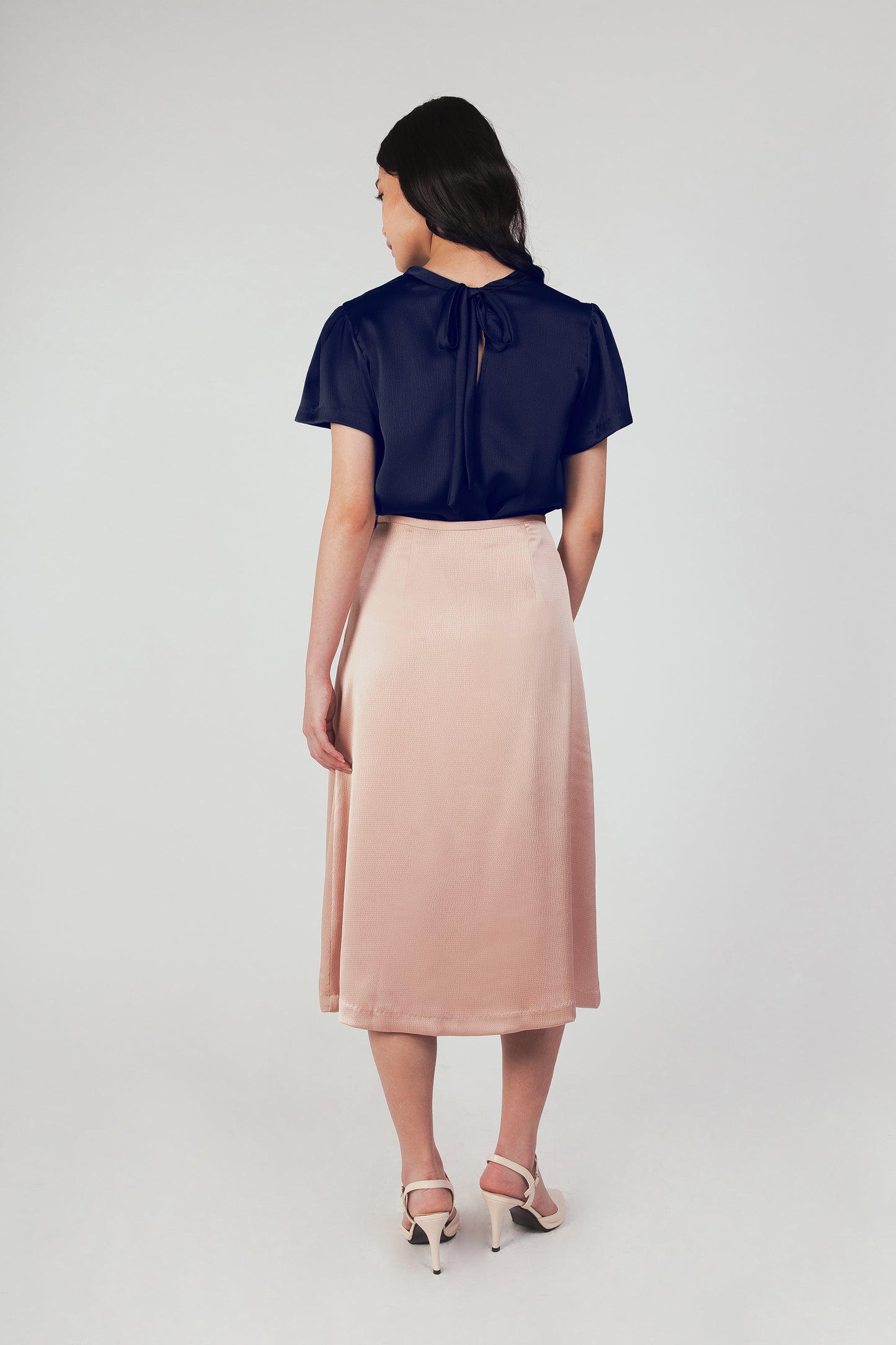 Textured Midi Slip Skirt - Blush