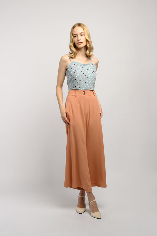 Pants With Double Button Detail - Apricot