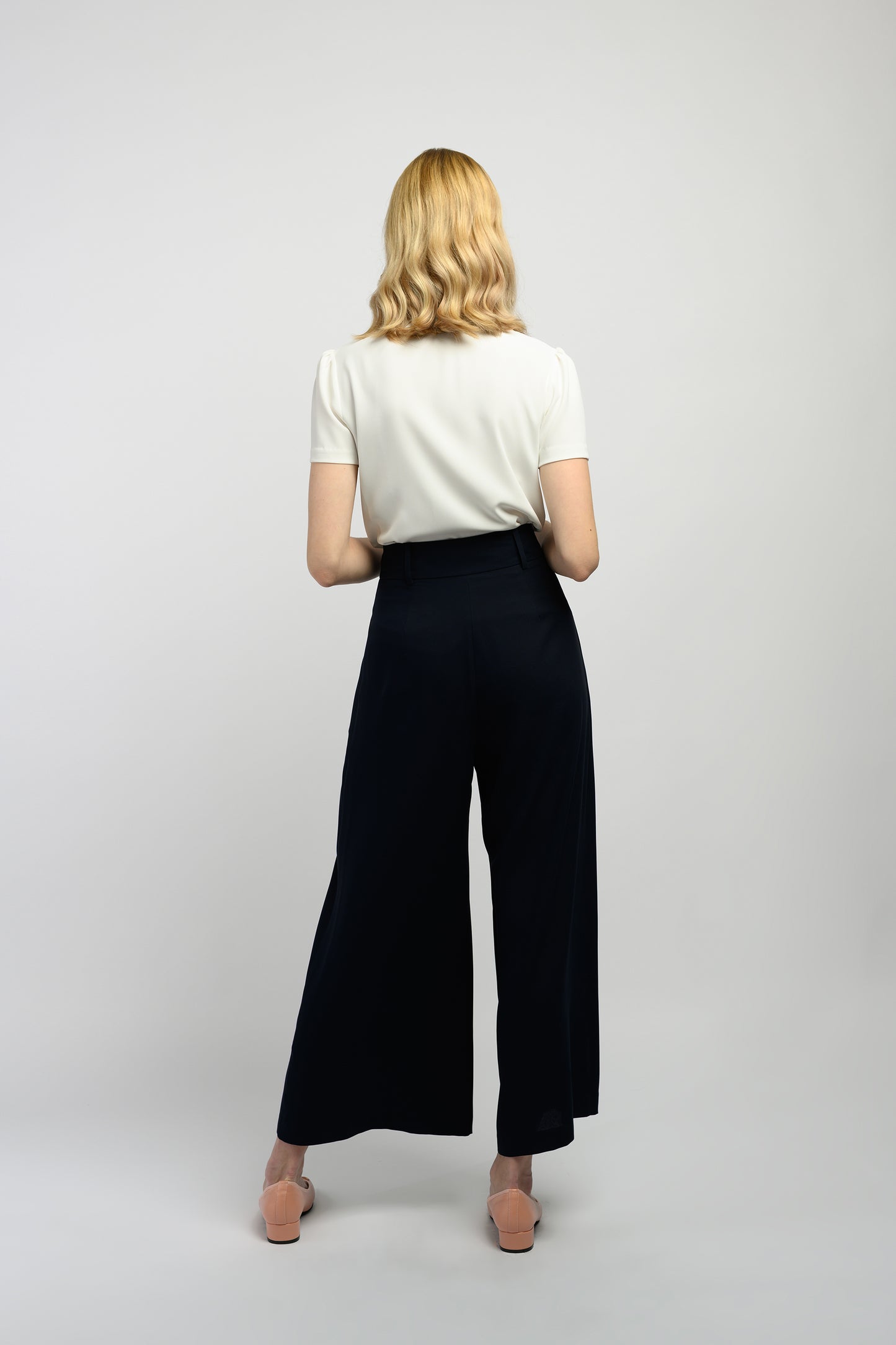 Pants With Double Button Detail - Navy