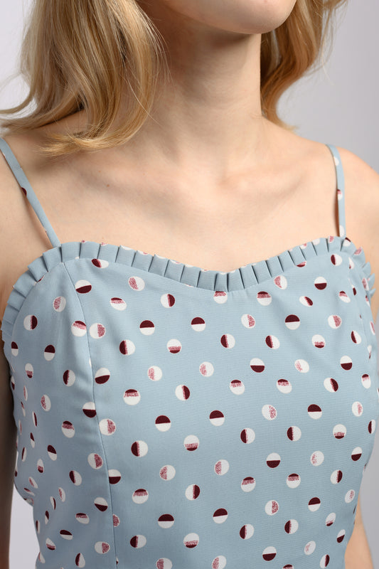 Printed Crop Top - Blue