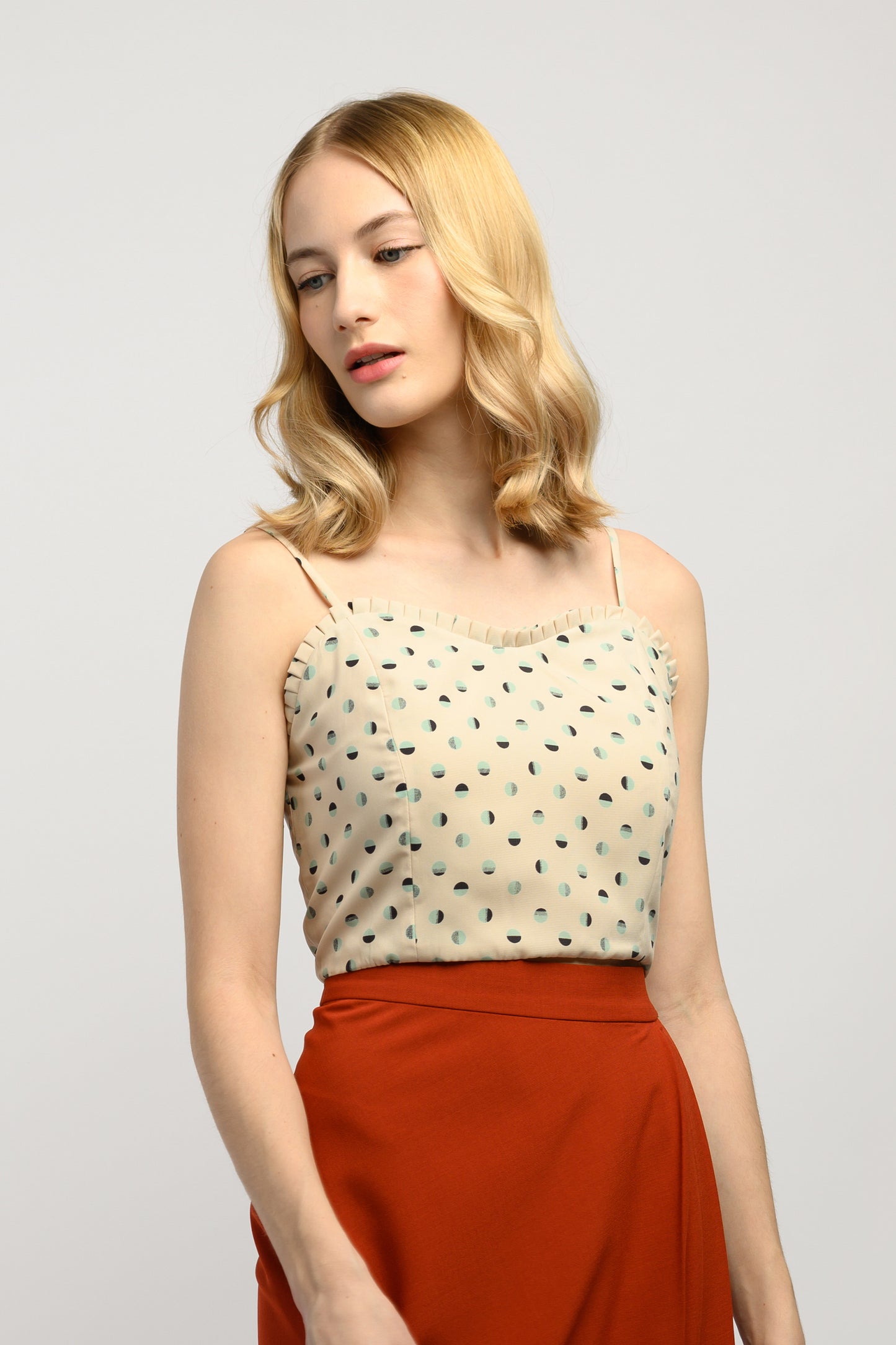 Printed Crop Top - Cream