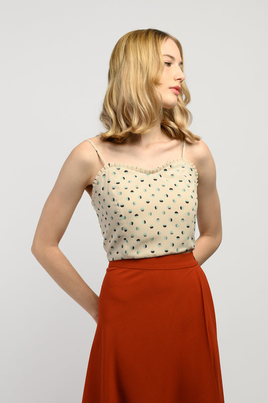 Printed Crop Top - Cream