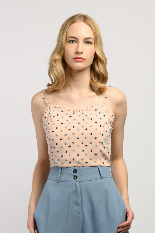 Printed Crop Top - Peach