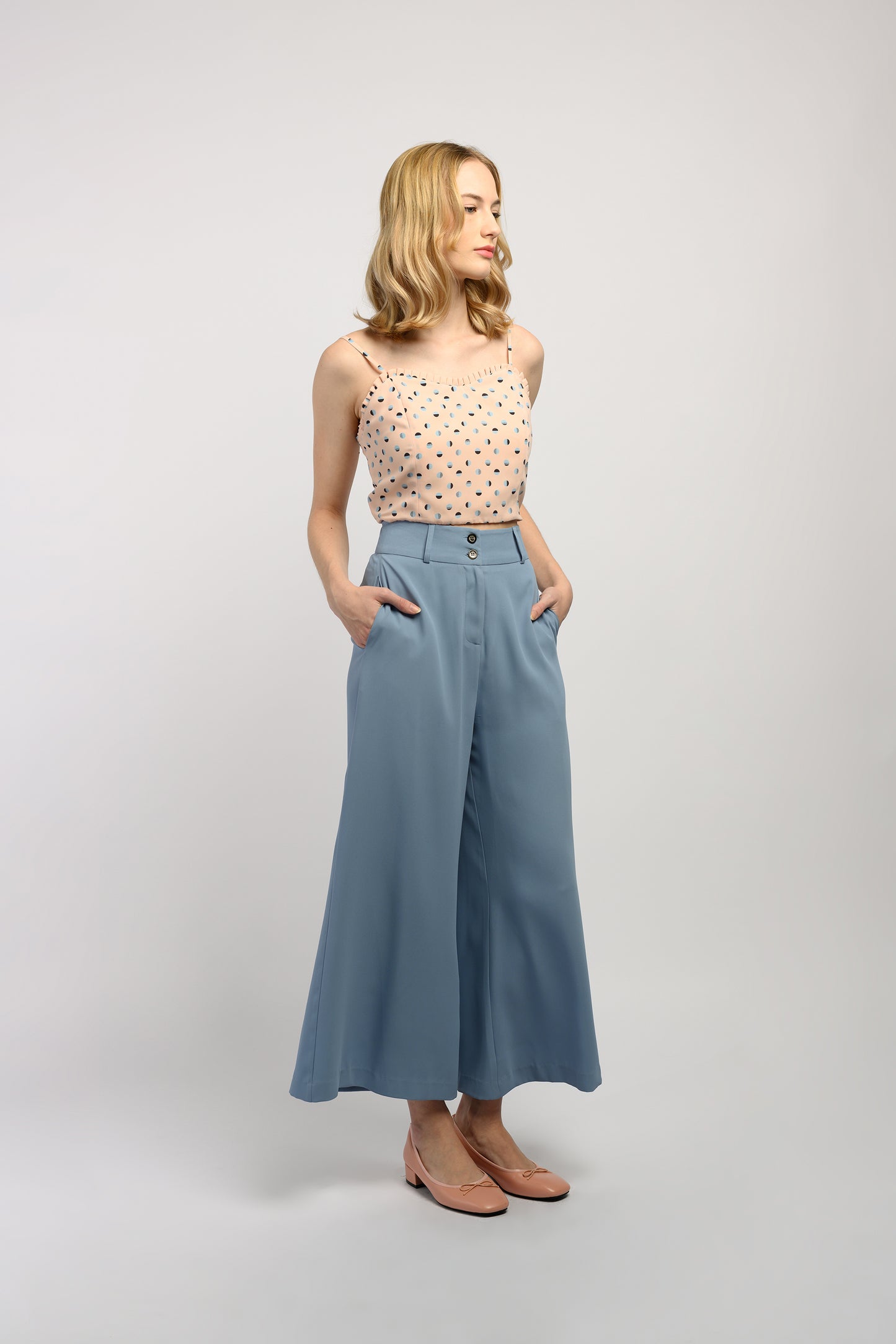 Printed Crop Top - Peach