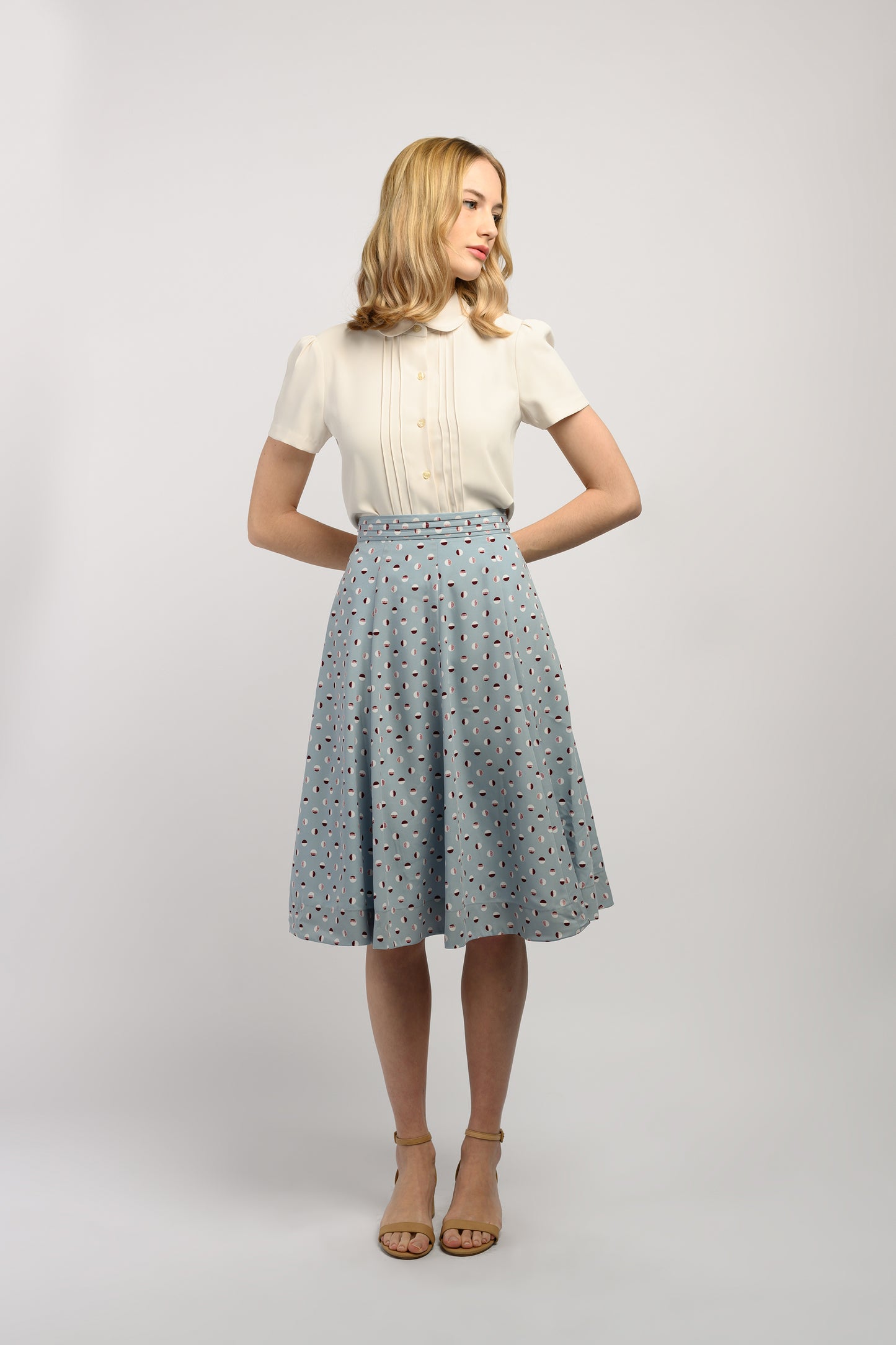 Printed Midi Skirt - Blue