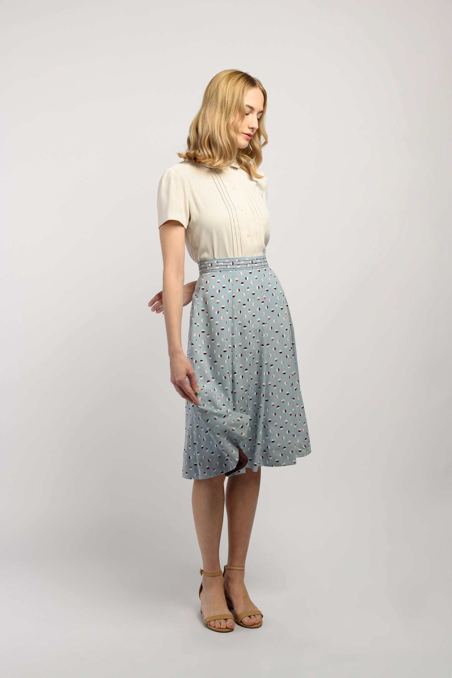 Printed Midi Skirt - Blue