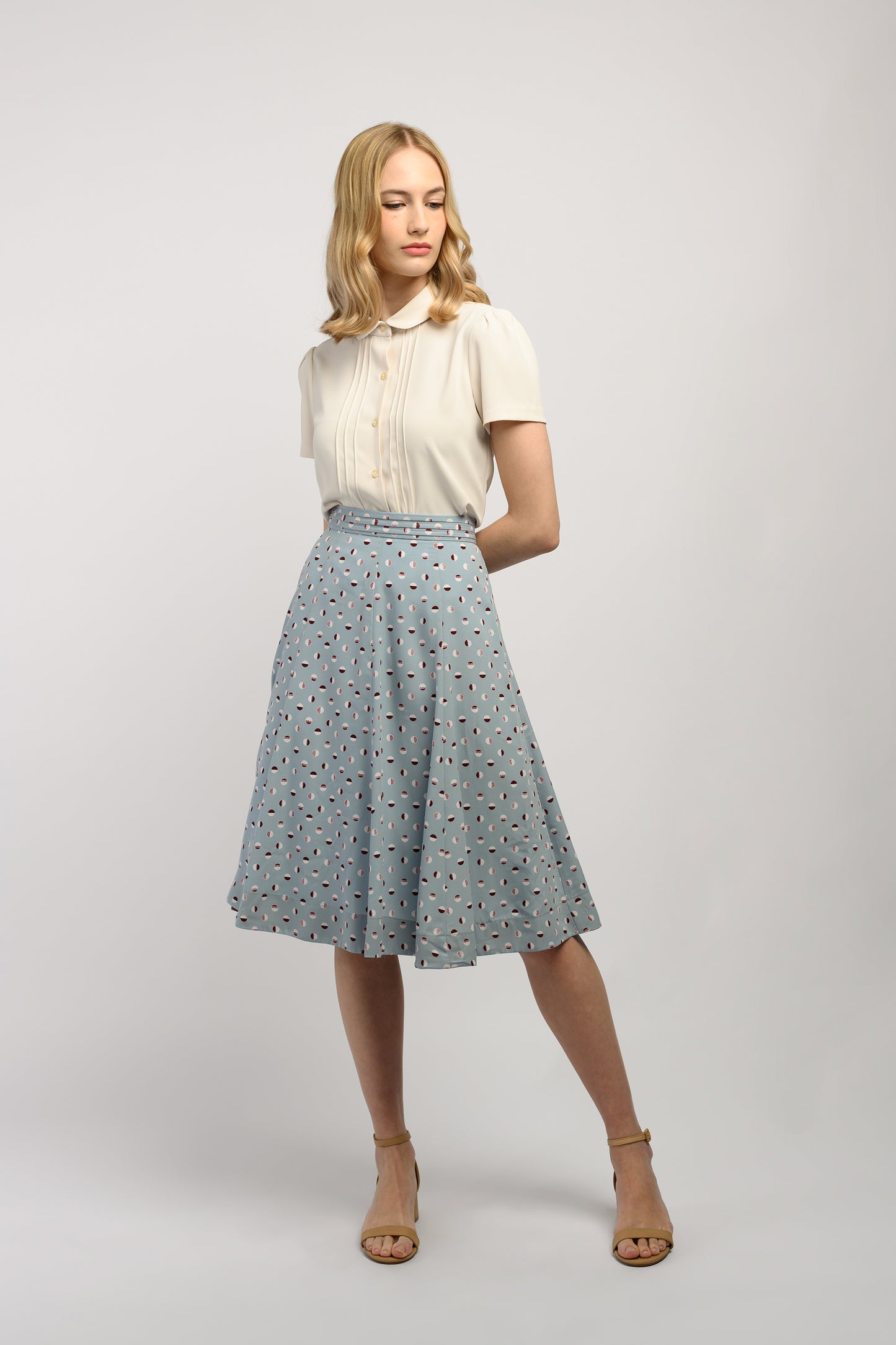 Printed Midi Skirt - Blue