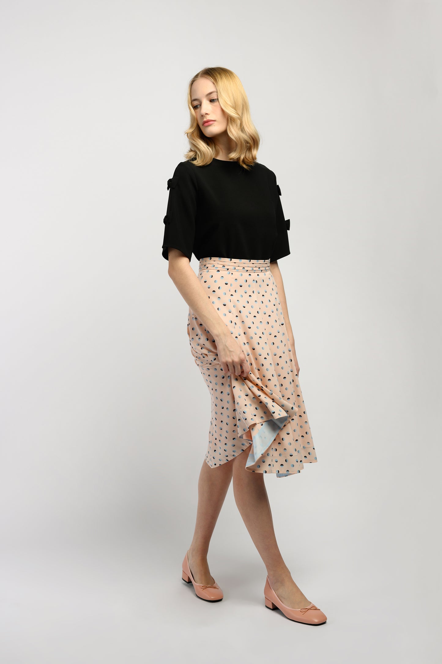 Printed Midi Skirt - Peach