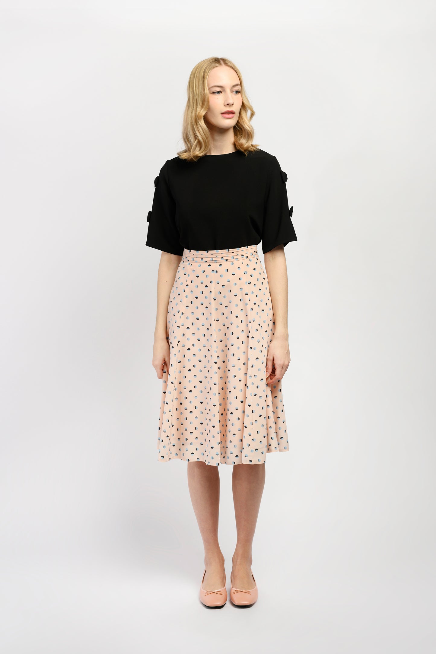 Printed Midi Skirt - Peach