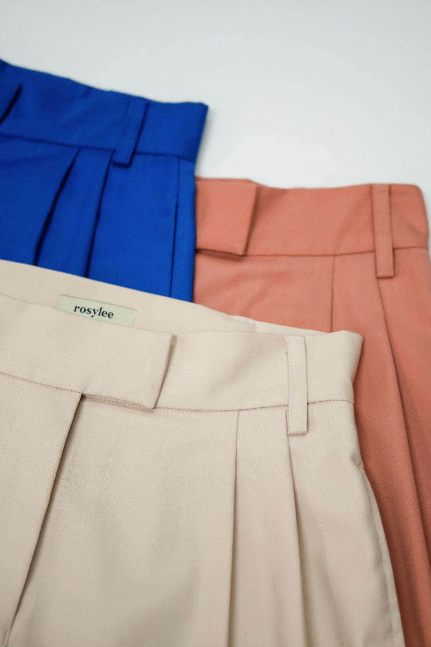 Pleated High Waist Shorts - Cobalt