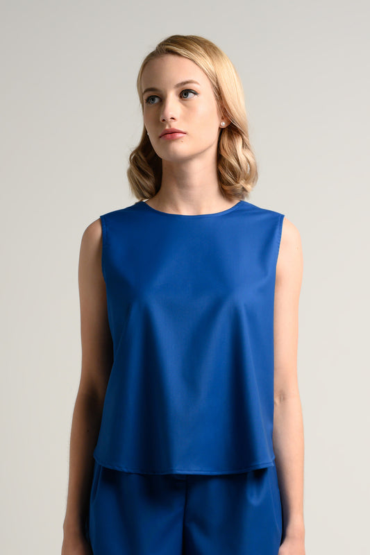 Rosylee Round Neck Shell Top - Cobalt 2
