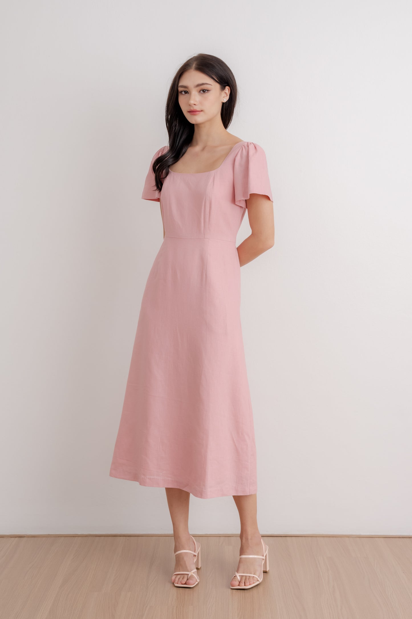 Scoop Neck A-line Tea Dress - Blush