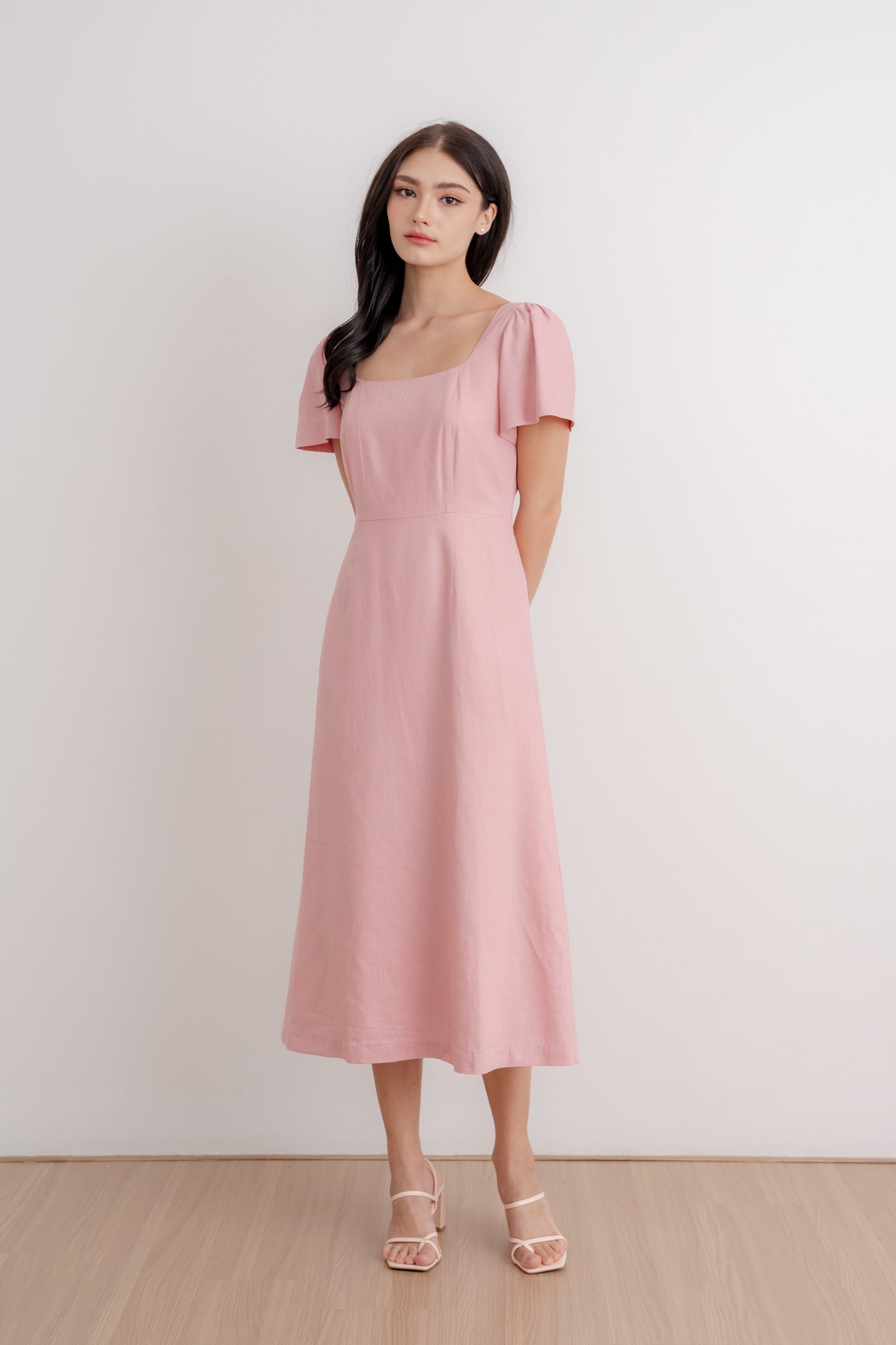 Scoop Neck A-line Tea Dress - Blush