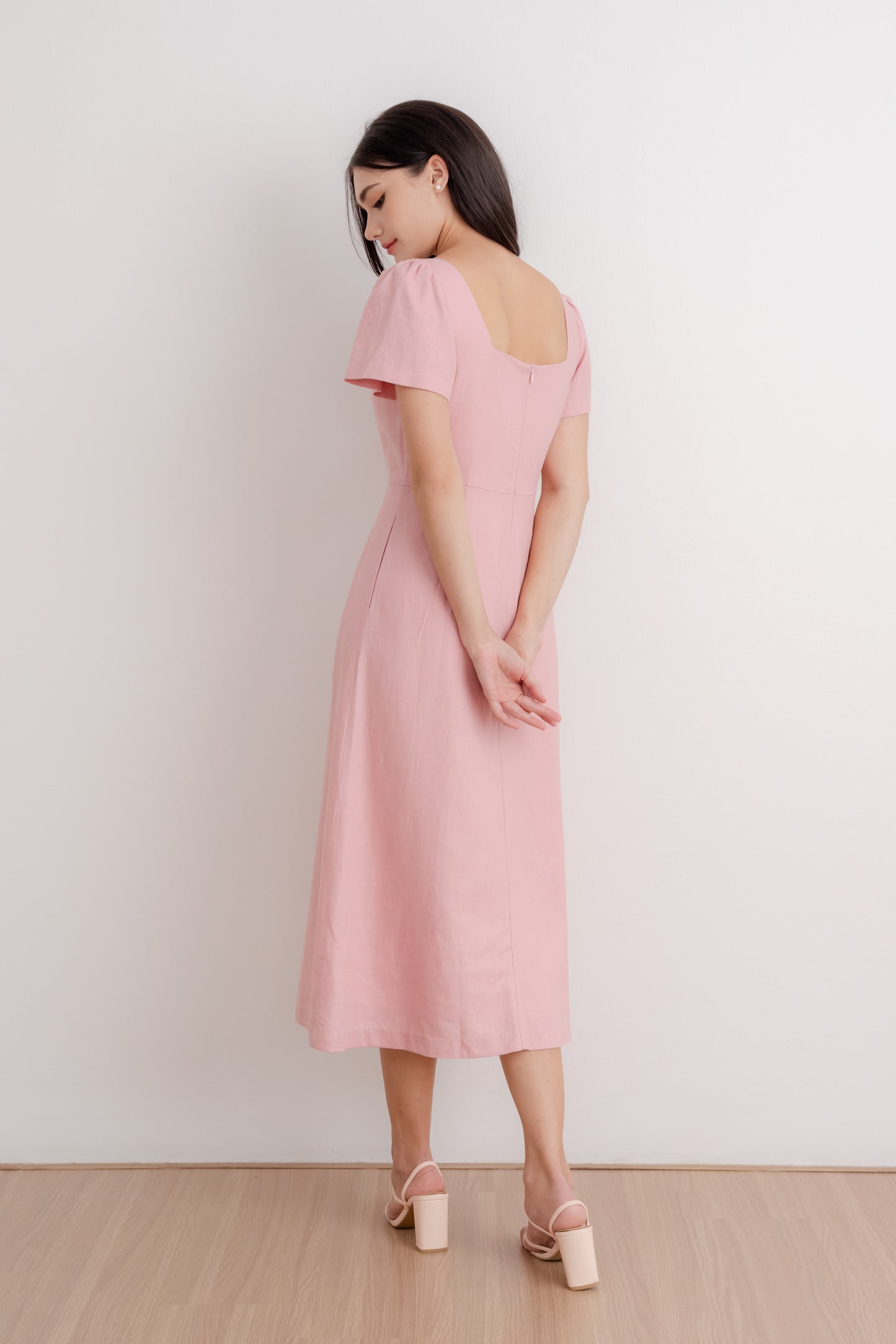 Scoop Neck A-line Tea Dress - Blush