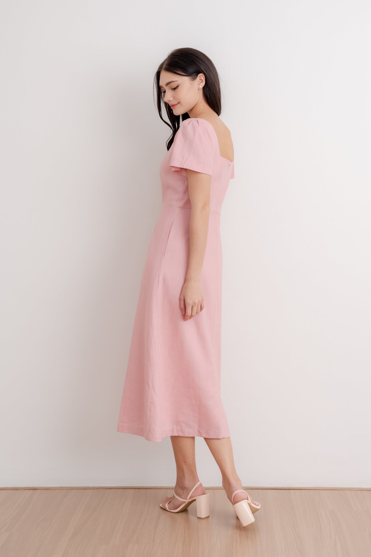 Scoop Neck A-line Tea Dress - Blush