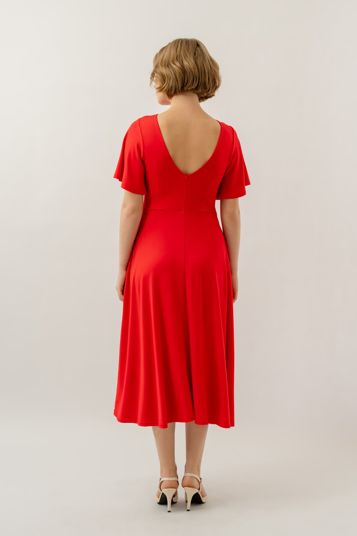 Bamboo Flutter Sleeve Dress - Flame