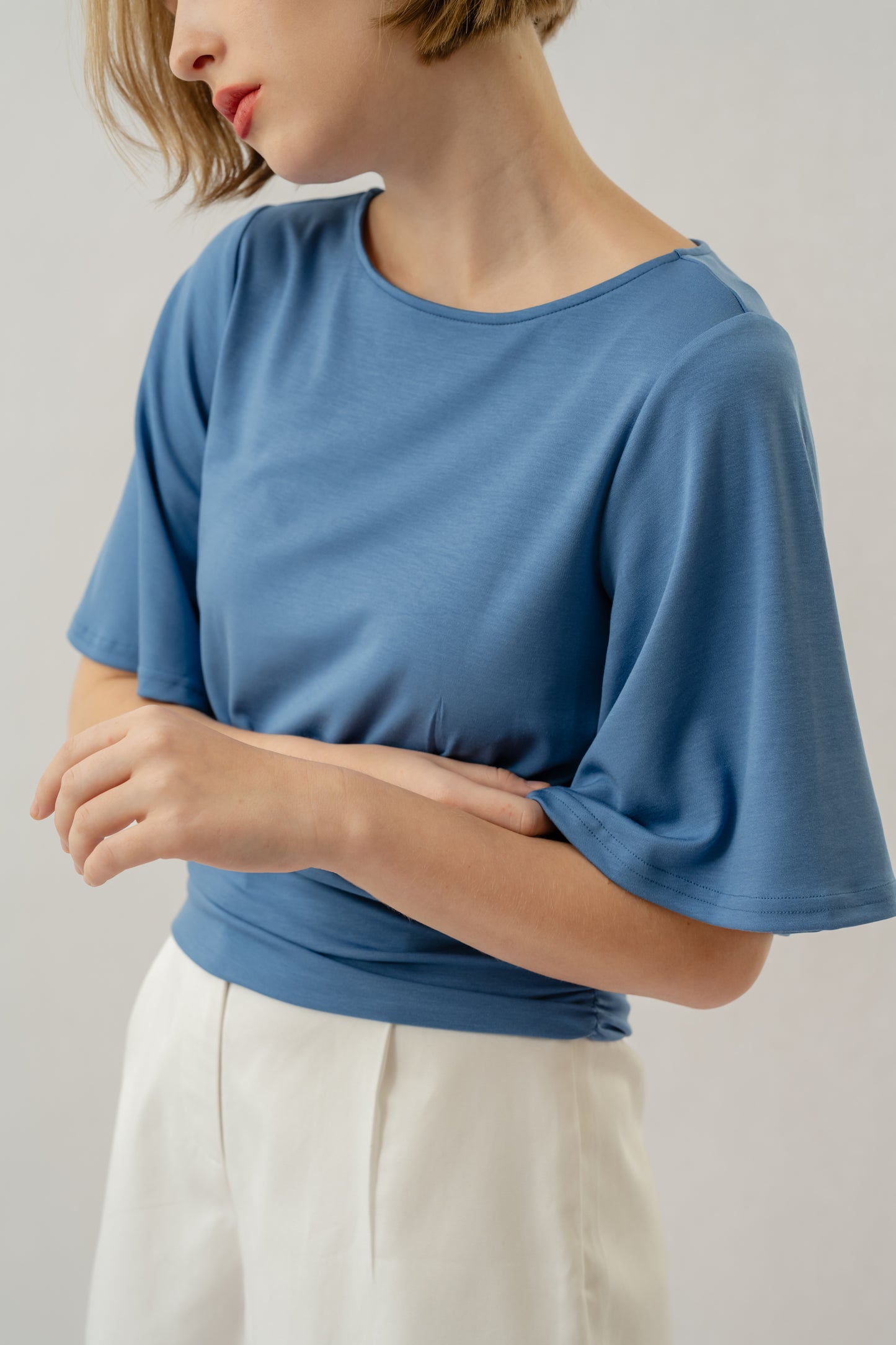 Bamboo Flutter Sleeve Top - Sky