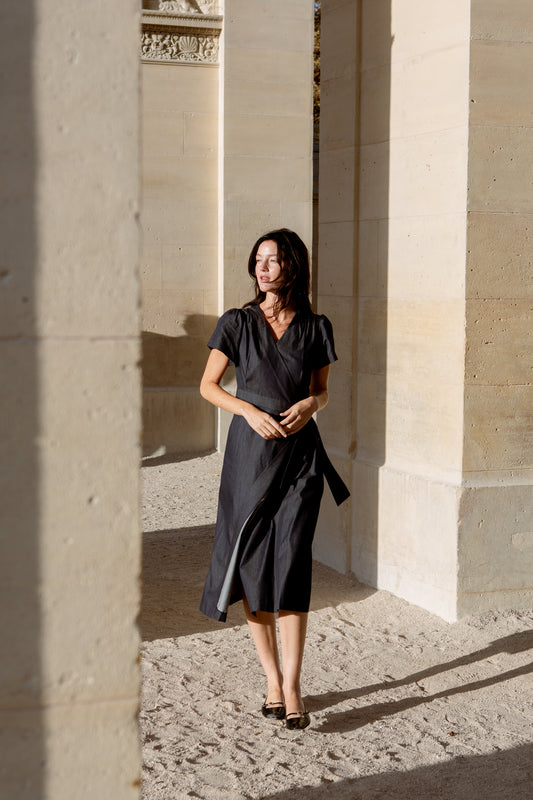 Denim Wrap Dress - Dark Wash