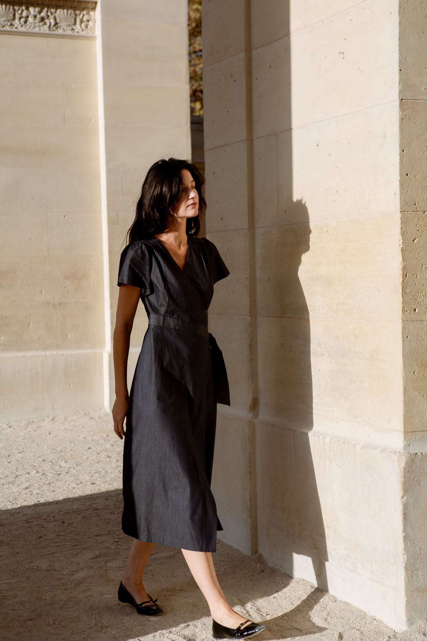 Denim Wrap Dress - Dark Wash