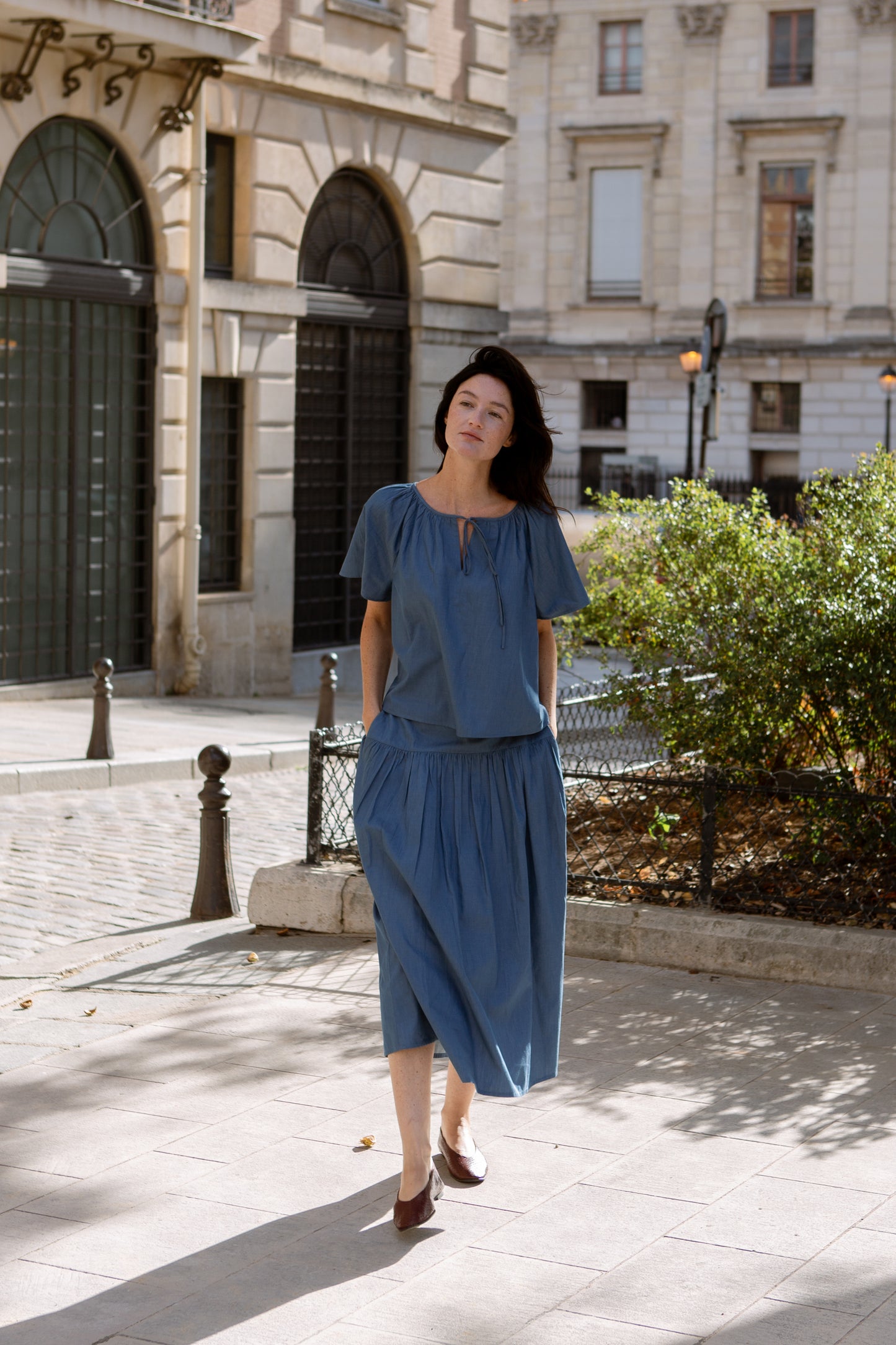 Denim Tiered Skirt - Light Wash