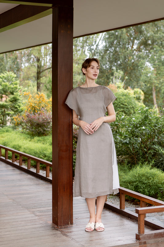 Aire Layered Tea Dress - Taupe