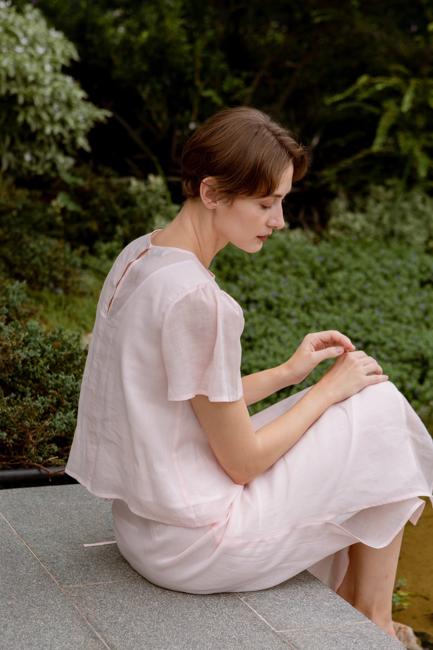 Aire Blouse with Flutter Sleeves - Pink Blossom