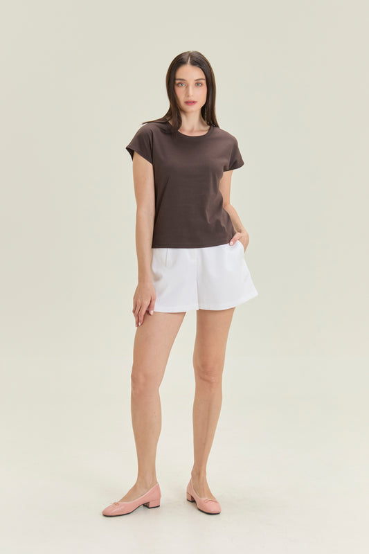 City Tee, Cap Sleeve - Chocolate